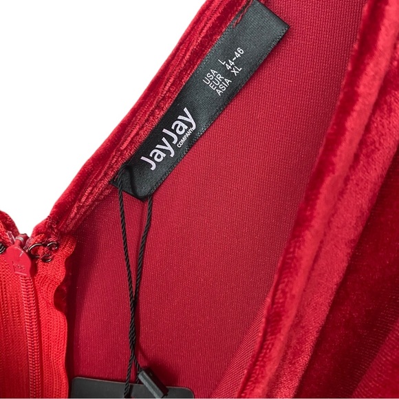 NEW Jay Jay Brand Deep Cranberry long sleeve v neck pleated velour bodycon dress - Picture 14 of 16